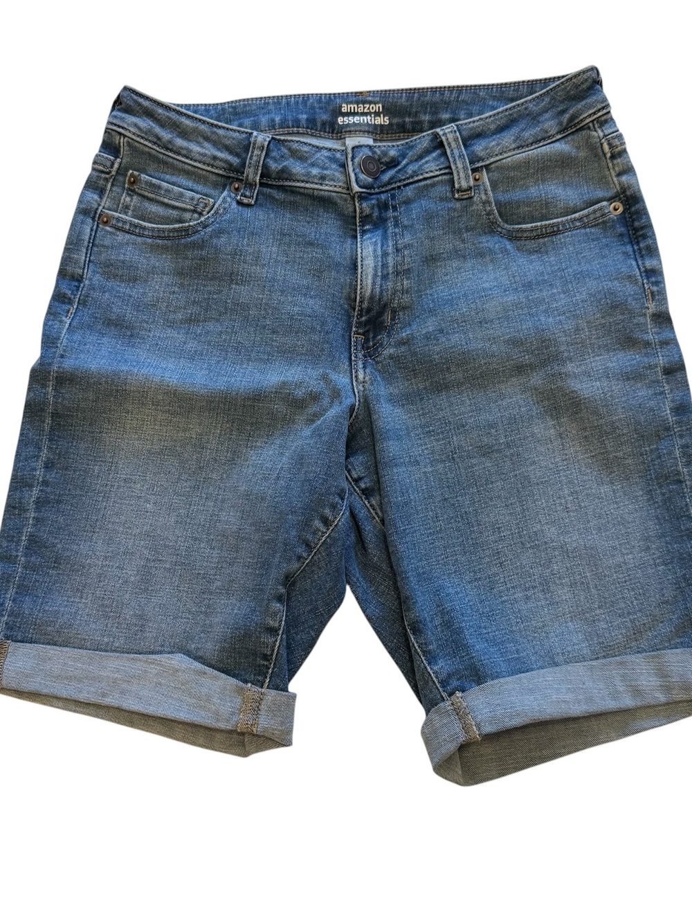 Amazon Essentials Denim Rolled Hem Bermuda Shorts - Blue
